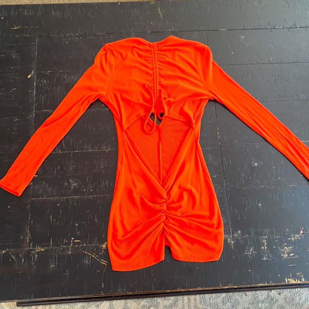 Second To None Ribbed Romper In Orange - Picture 2 of 3